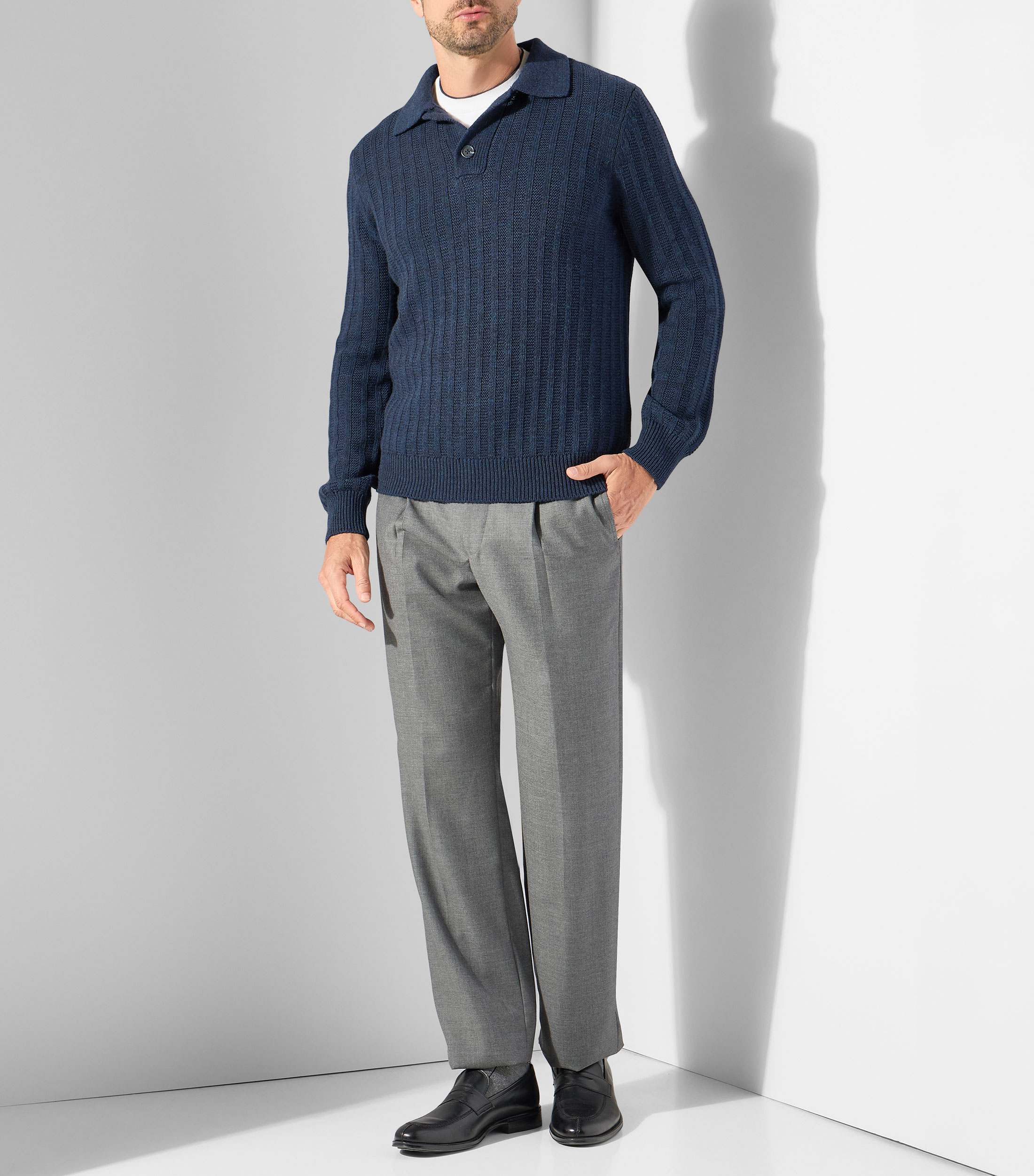 Suéter cuello tipo polo Hombre